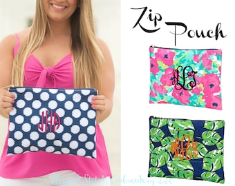 Summer Zip Pouch Viv & Lou®, Accessory Zip Bag, Clutch Zip Bag, Monogram Zip Pouch, Lola Zip Pouch, Grace Zip Pouch, Polly Zip Pouch,Zip Bag