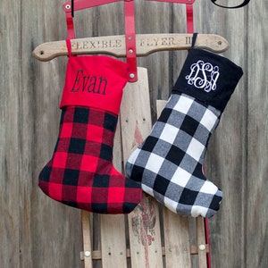 Plaid Stocking, Buffalo Monogram Stocking, Monogram Christmas Stocking, Personalized Stocking, Buffalo Plaid Stocking, Buffalo Plaid