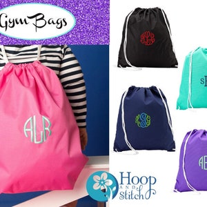 Sac de sport personnalisé, sac de sport monogramme, sac de sport rose fuchsia, sac de sport noir, sac de sport violet, sac de sport menthe, sac de sport bleu marine, sac de sport Viv & Lou