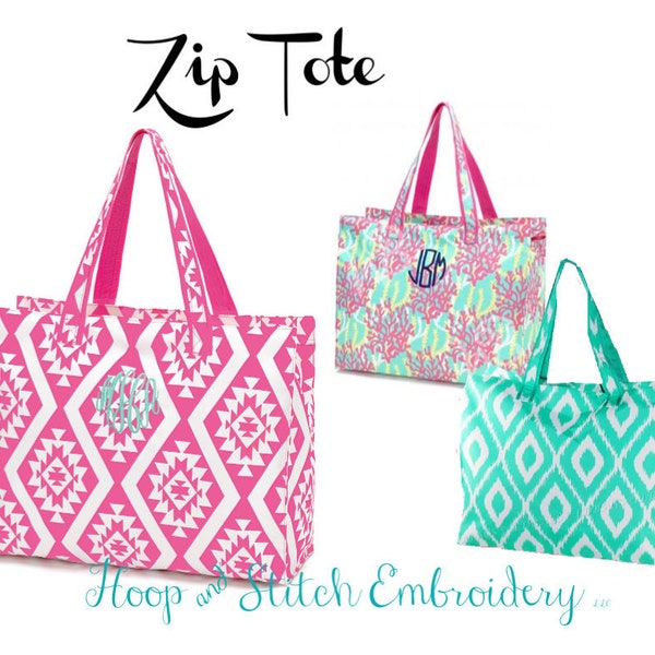 Monogram Beach Tote Bag in Pink, Mint or Reef for Beach Vacation Wedding Bridesmaids Graduation Bridal Shower Mothers Day