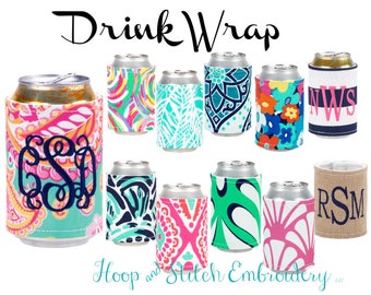 Drink Wrap with Monogram, Boho Drink Wrap, Personalized Drink Wrap, Monogram Drink Wrap, Beach Drink Wrap, Picnic Drink Wrap,