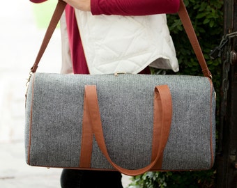 Gray Townsend Viv & Lou® Duffel Bag, Gray Duffle Bag, Viv and Lou® Duffle Bag, Monogram Duffel Bag, Monogram Duffle Bag, Plaid Duffle Bag