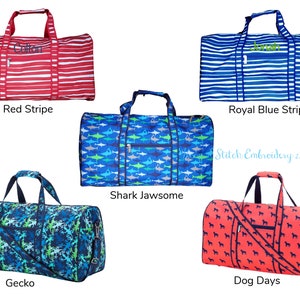 Boys Duffel Bag with Monogram, Monogram Duffel Bag, Personalized Duffel Bag, Boys Duffel Bag, Grayson Duffel, Stripe Dufffel, Blue Duffel image 2