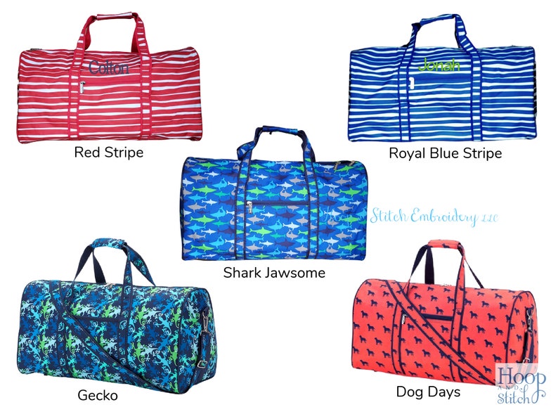 Boys Duffel Bag with Monogram, Monogram Duffel Bag, Personalized Duffel Bag, Boys Duffel Bag, Grayson Duffel, Stripe Dufffel, Blue Duffel image 2