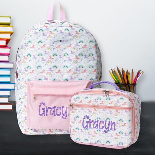 Unicorn Embroidered Kids Backpack, Personalized Back to  display picture 3