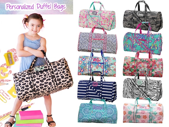 Girls Duffel Bag with Monogram, Personalized Duffel Bag, Monogram Duffle Bag, Girl Duffel Bag, Paisley Duffel, Lottie Duffel, Leopard Duffel