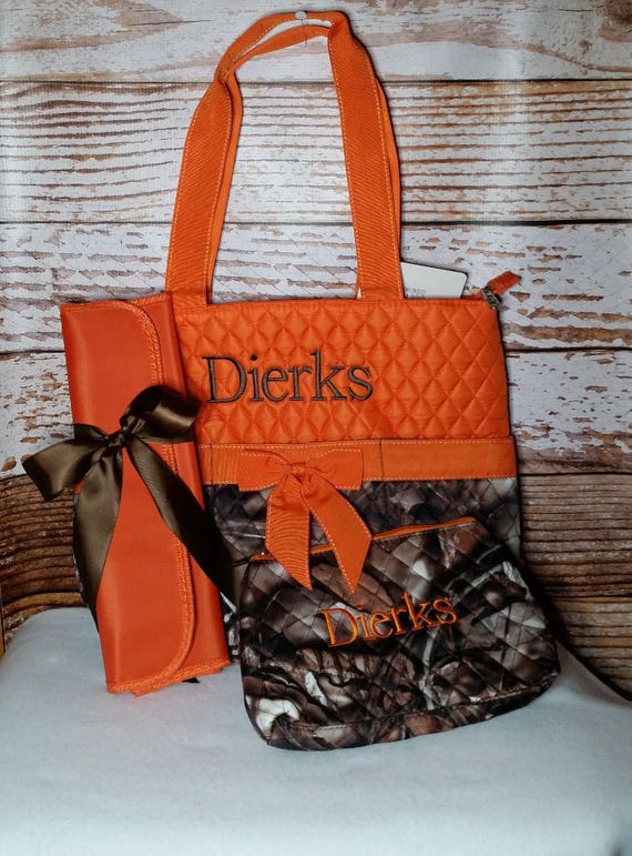 orange diaper bag