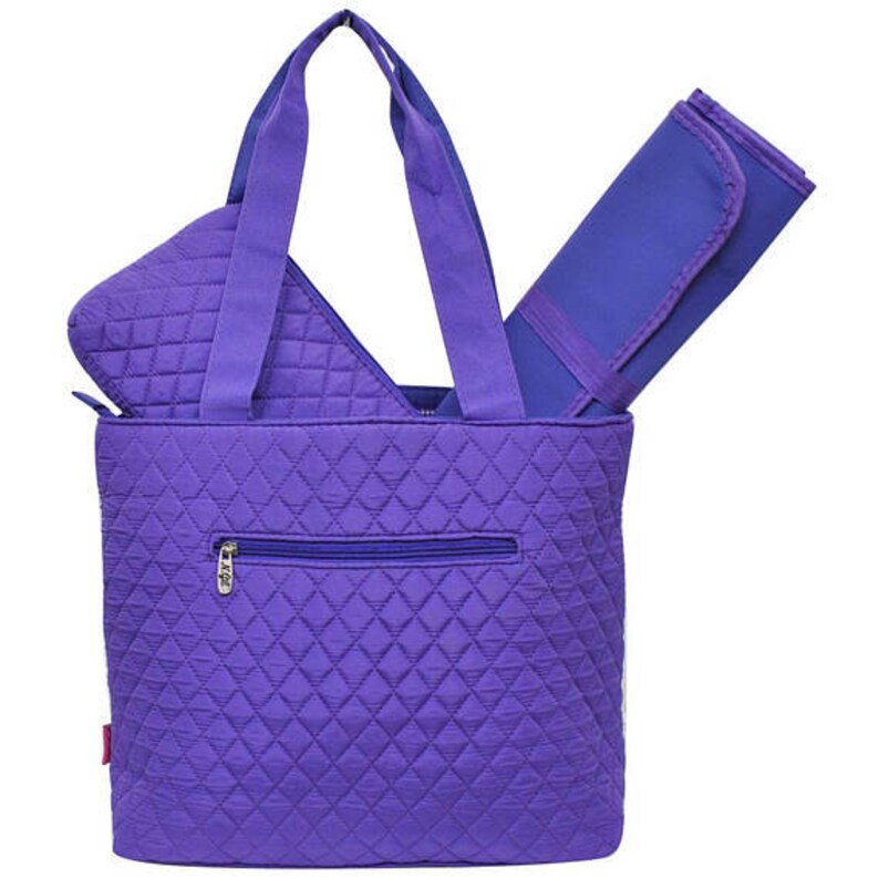 Purple Diaper Bag Zipper Pouch & Changing Pad With Monogram Etsy