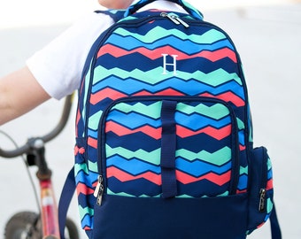 Overlook Backpack with Monogram for Back to School for Boys or Girls, School Backpack, Stripe Backpack, Boys Backpack