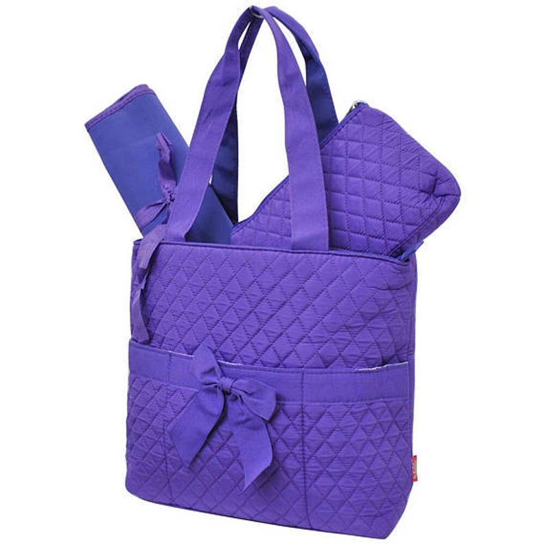 Purple Diaper Bag Zipper Pouch & Changing Pad With Monogram Etsy