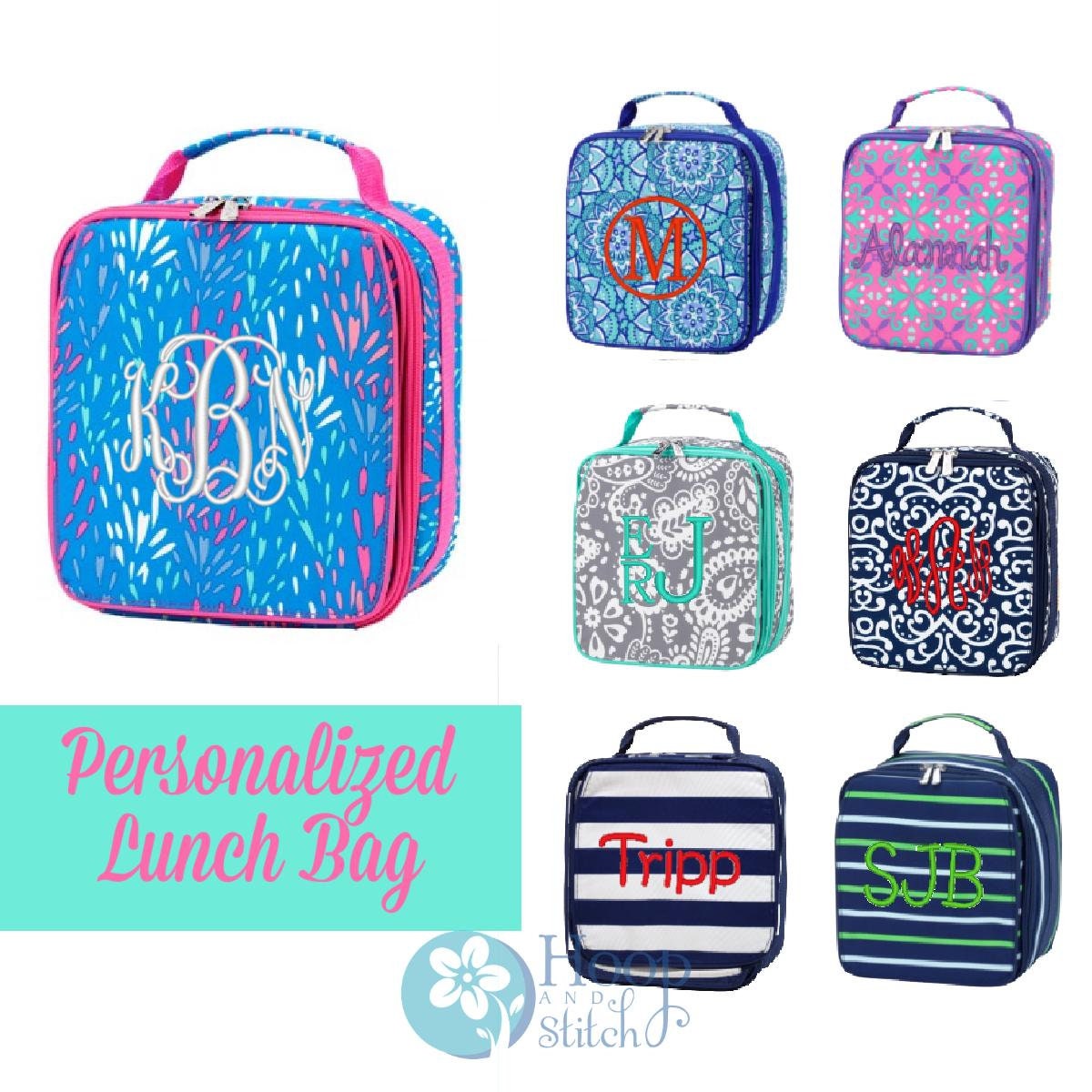 Personalized Lunch Bag, Viv & Lou® Lunch Bag, Monogram Lunch Bag, Stripe, Dani, , Lottie Dot, Shoreline, Lila Floral, Amelia, Marlee