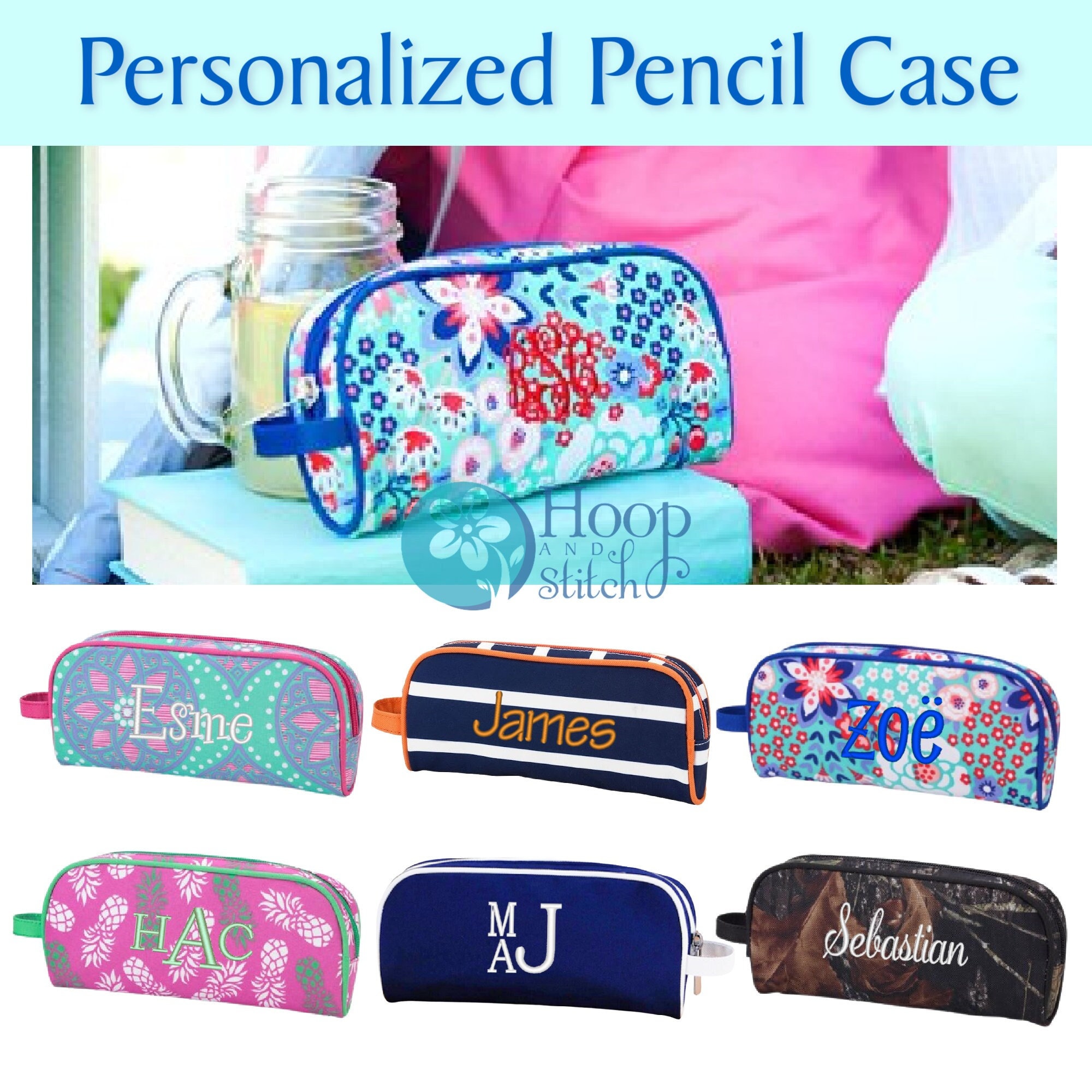 Kids Pencil Pouch, Personalized Pencil Case / Stephen Joseph Pencil Holder  