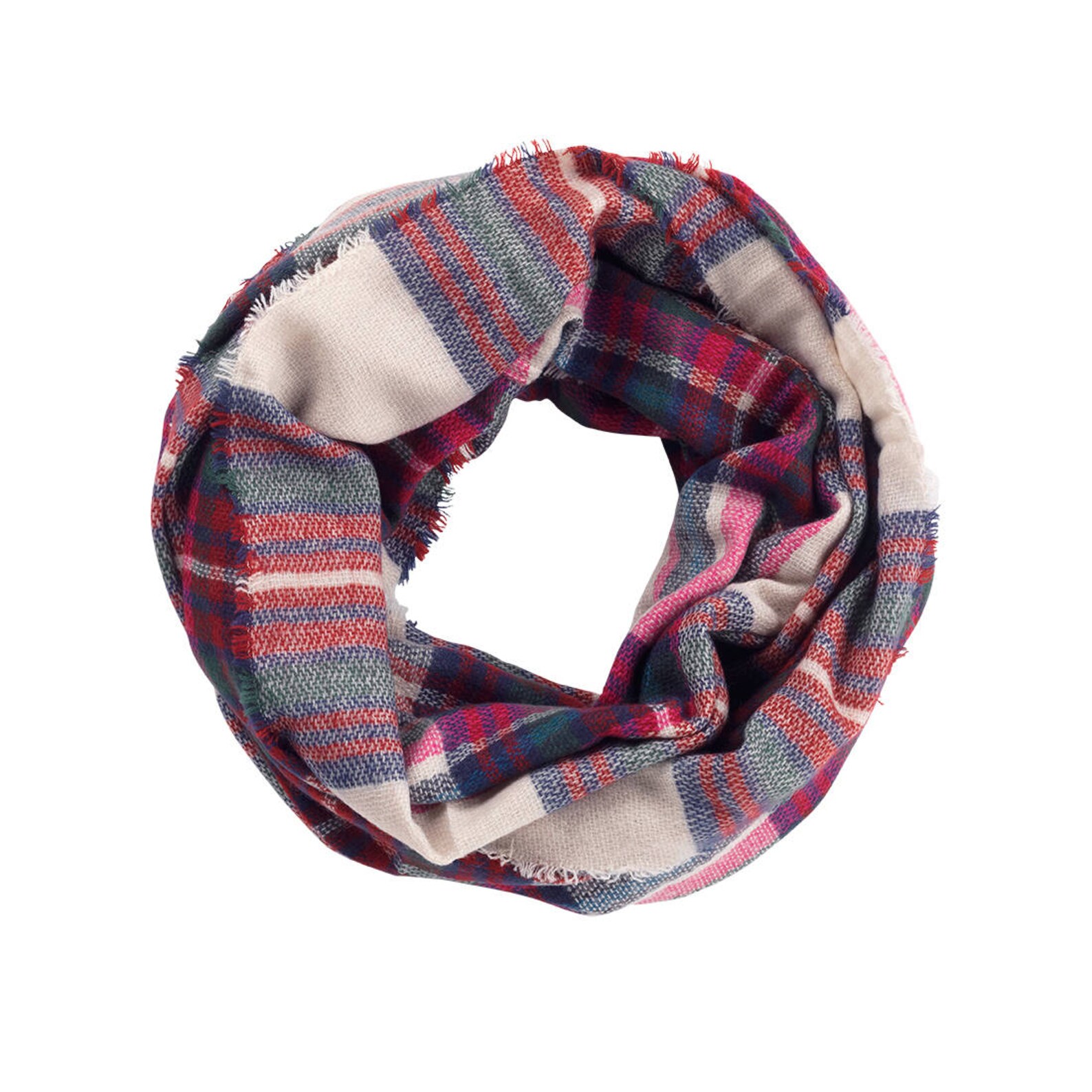 Londyn Pink/green Plaid Infinity Scarf With Monogram Monogram | Etsy