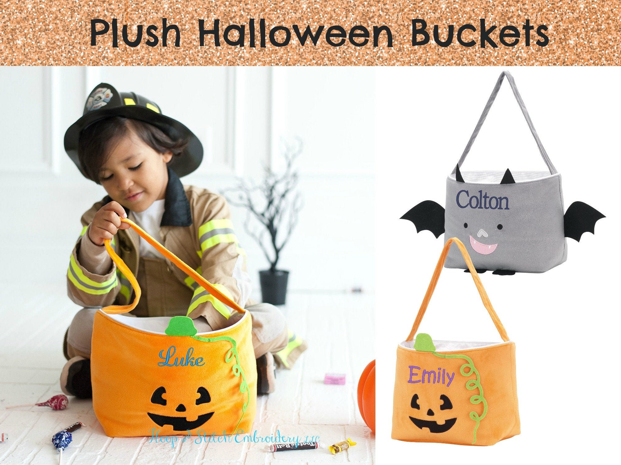 Personalized Trick or Treat Buckets Candy Bucket Personalized Halloween Bucket Trick or Treat Custom Halloween Bucket Halloween