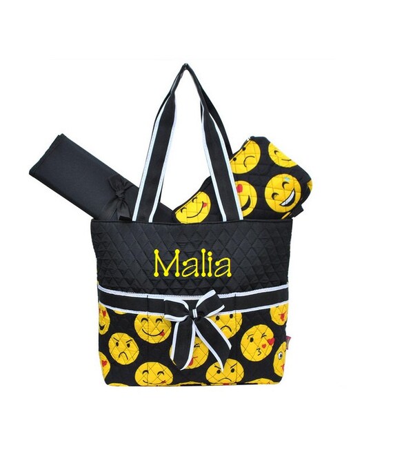 Emoji Black Diaper Bag Zipper Pouch & Changing Pad With Etsy