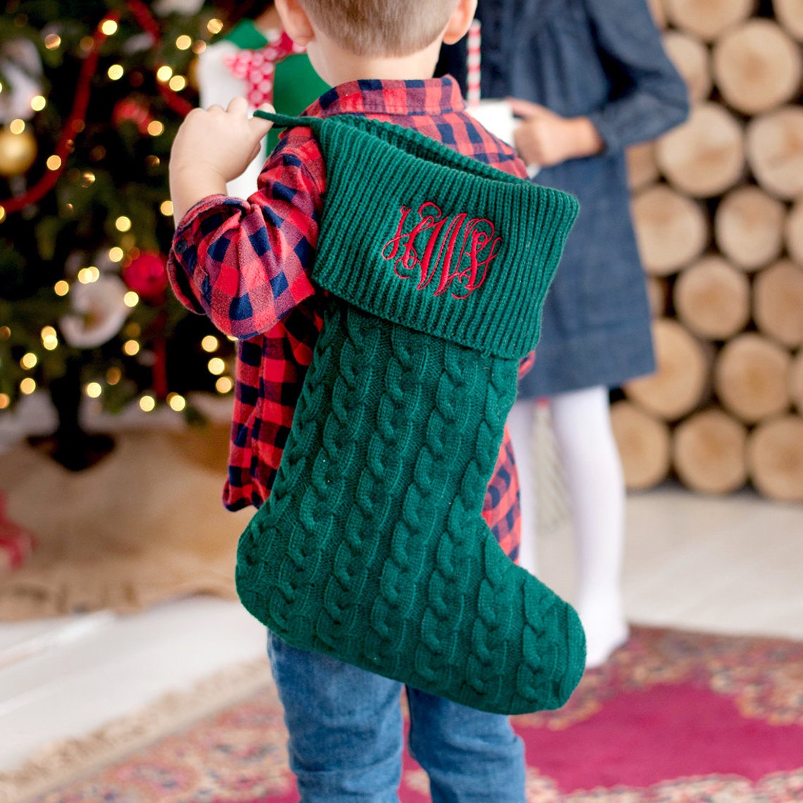 Knit Stocking Cable Knit Monogram Stocking Monogram Etsy