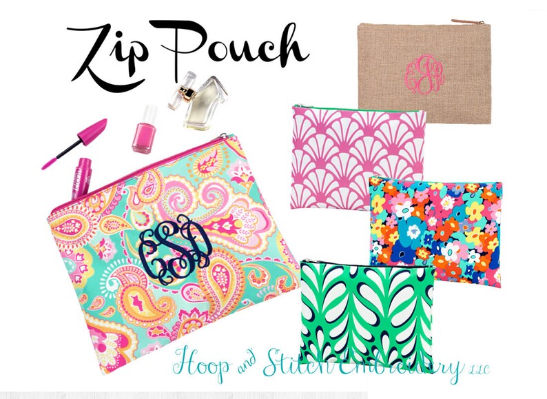 Monogram Zip Pouch Poppy Zip Pouch Floral Beach Bag Monogram Zip Pouch Beach Zip Tote Bathing Suit Bag