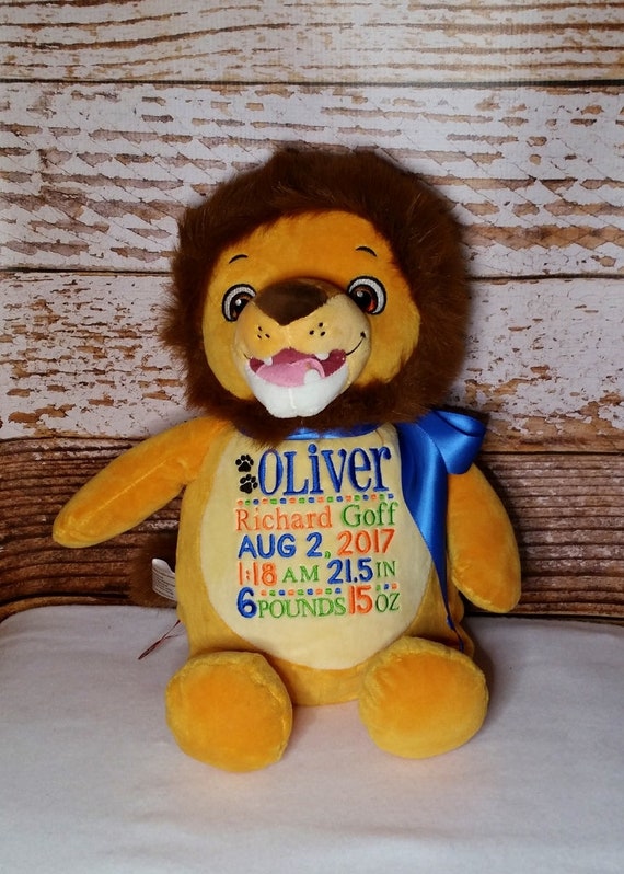 Monogrammed Lion Numbutu Lion Cubbie Custom Embroidered Stuffed Lion Cubbie