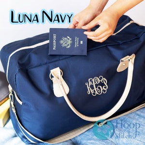 Personalized Viv & Lou® Weekender, Navy Weekender, Leopard Travel Bag, Maya Weekender, Black Monogram Travel Bag, Overnight Bag, Weekender Luna Navy