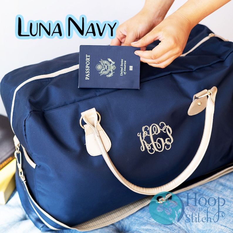 Personalized Viv & Lou® Weekender, Navy Weekender, Leopard Travel Bag, Maya Weekender, Black Monogram Travel Bag, Overnight Bag, Weekender Luna Navy