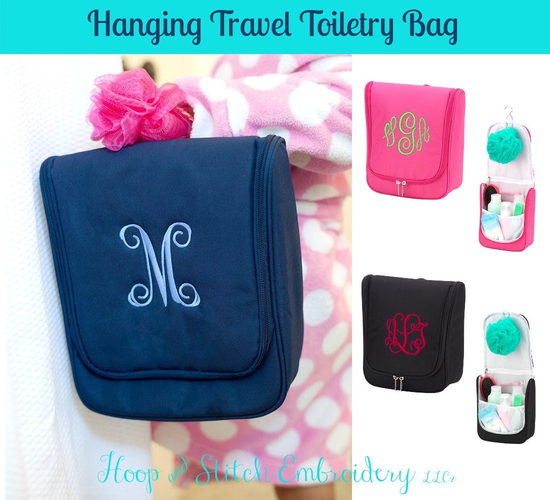 Hanging Travel Bag With Monogram, Personalized Hanging Travel Bag, Hanging Toiletry Bag, Girls