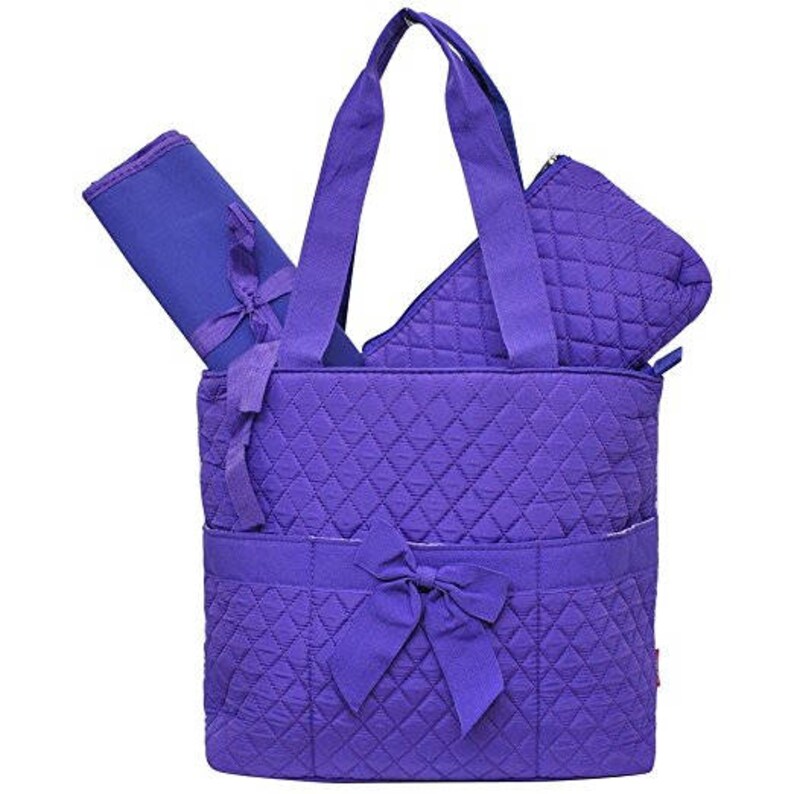 Purple Diaper Bag Zipper Pouch & Changing Pad With Monogram Etsy