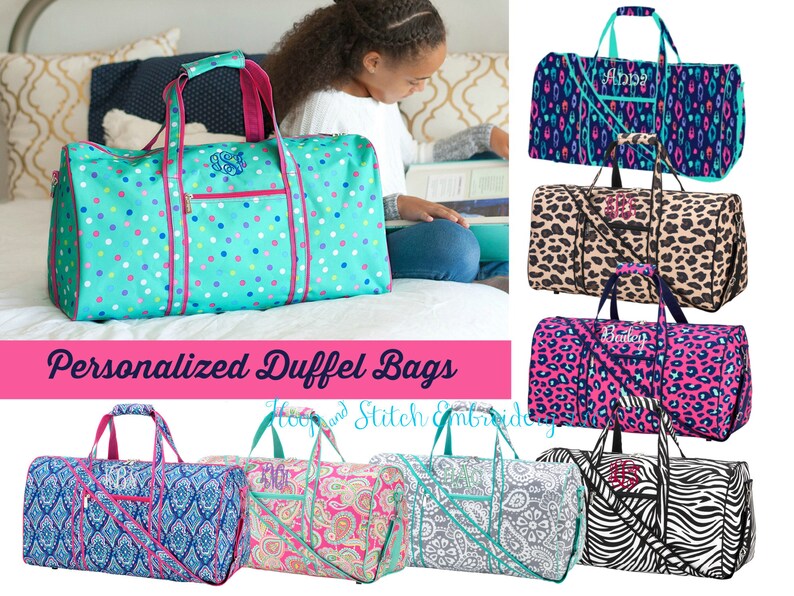 Girls Duffel Bag with Monogram Personalized Duffel Bag | Etsy