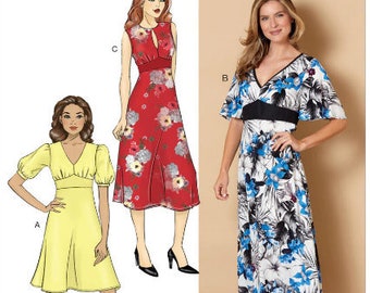 SEMI FITTED DRESS in 3 Styles, Sewing Patten, Butterick B6657, Size 6-14 and 14-22