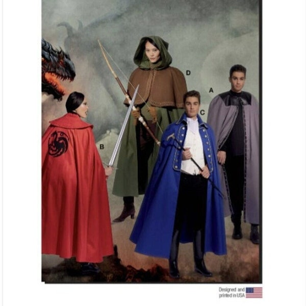 McCalls M8335 Sewing Pattern, Men's & Womens' COSTUME CAPES, Full Length Capes