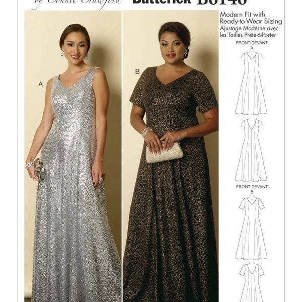 Butterick B6146 BEAUTIFUL Floor-Length Fit and Flare Dresses, Rated Easy to Sew