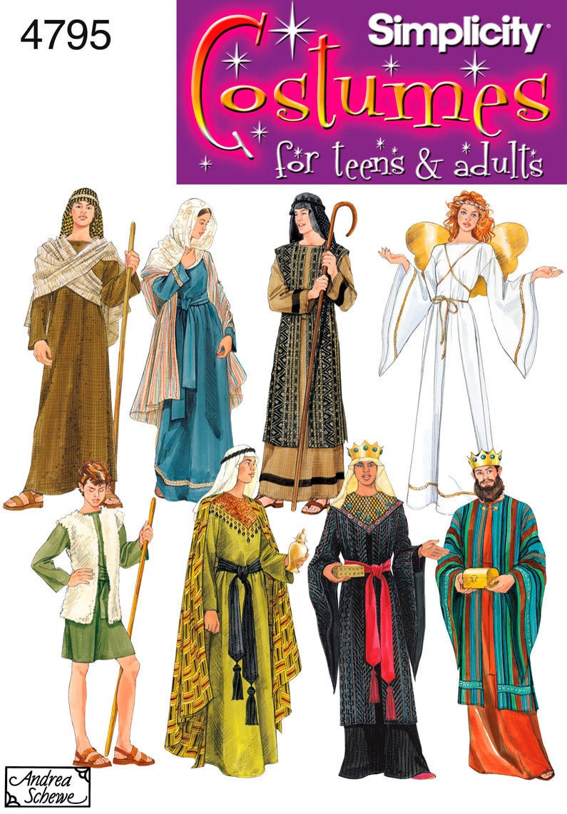 Teen / Adult Nativity Costume, Sewing Pattern, Simplicity 4795, Size XS, S, M, L, XL, New Uncut