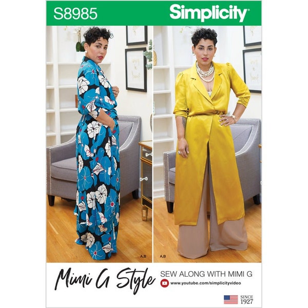 DUSTER, PANTS, DRESS Sewing Pattern by  Mimi G Style for Simplicity S8985, Size 10-18 & 20W-28W