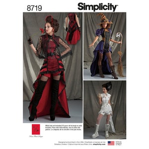 Steampunk Witch, Vampire, Bride of Frankenstein, Costume / Cosplay Patterns by Simplicity S8719, Size 4-16 and 14-22, New Uncut