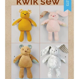 PLUSH BEARS and BUNNINE, Sewing Pattern by Kwik Sew R10872 / 4373 - Etsy
