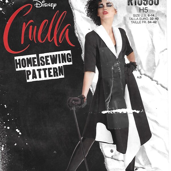 CRUELLA Costume, Simplicity  Sewing Pattern R10980, This Pattern has a tear on the envelope that has been taped.