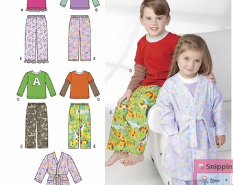 Comfy Toddlers' and Child's Pajamas Loungewear. Sewing Pattern by Simplicity 1573 / 10700, Boy's Girl's Size 4-8