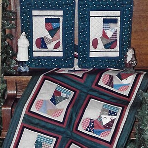 FESTIVE Patched Stockings Quilted Wall Hanging Pattern for Holiday Sewing image 2
