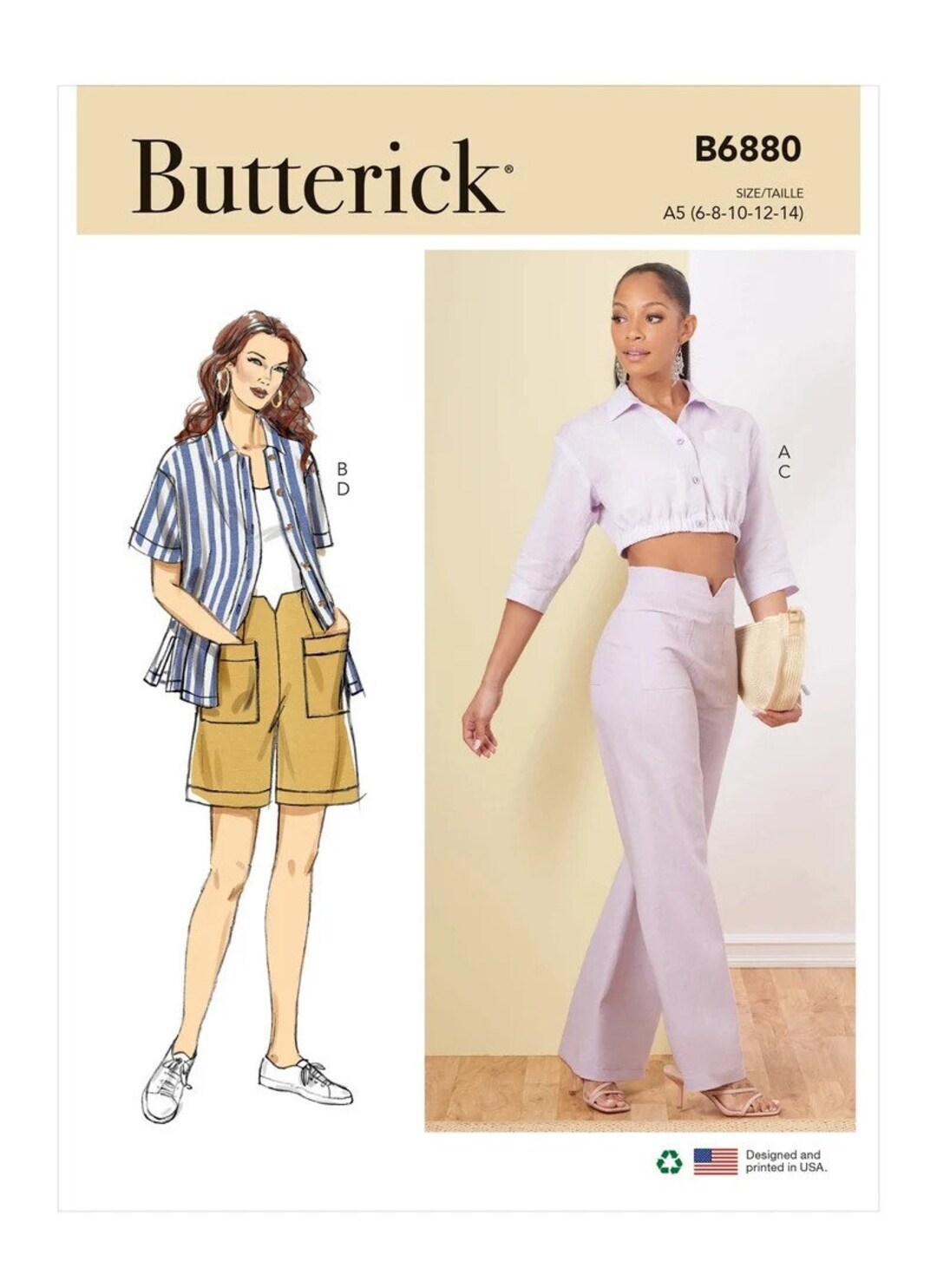 Misses' Shirts, Pants and Shorts, Sewing Pattern by