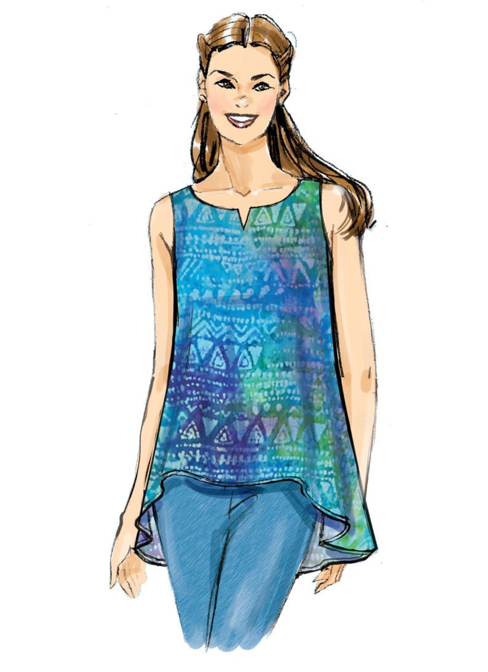 STYLISH Double-layer, Cold-shoulder or Notch-neck TOPS, Sewing Pattern ...