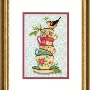 Stacked Tea Cups, Dimensions Gold Collection Petites