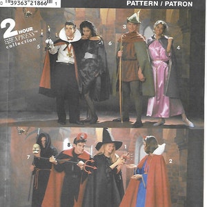 COSTUMES with Cape, Robe, Tunic, Headpiece, Easy 2 hour Sewing Pattern by Simplicity 8274, Men, Women, Teens, Vintage Costume Pattern