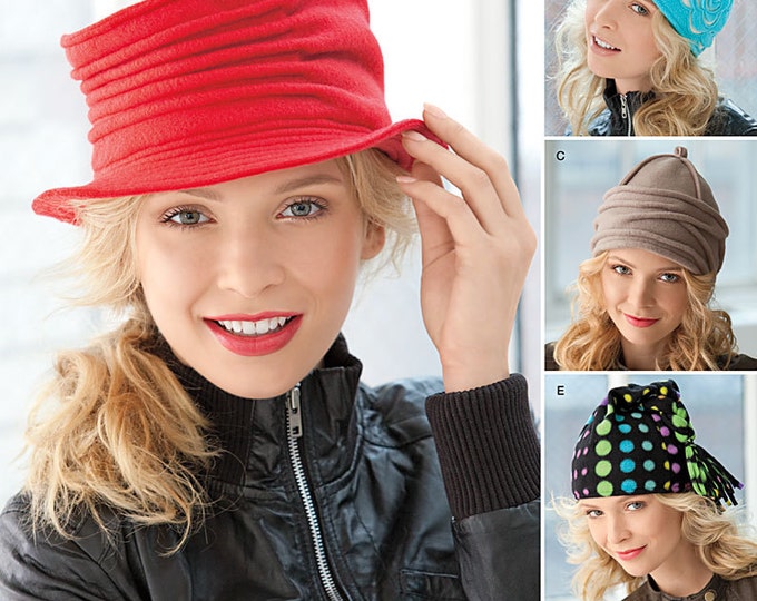 Warm and Fashionable Fleece Hat Pattern by Simplicity 1959 - Etsy