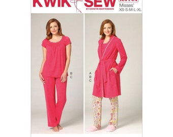 Misses' ROBE & PAJAMAS, Sewing Pattern by Kwik Sew K4144, Size xs-xl