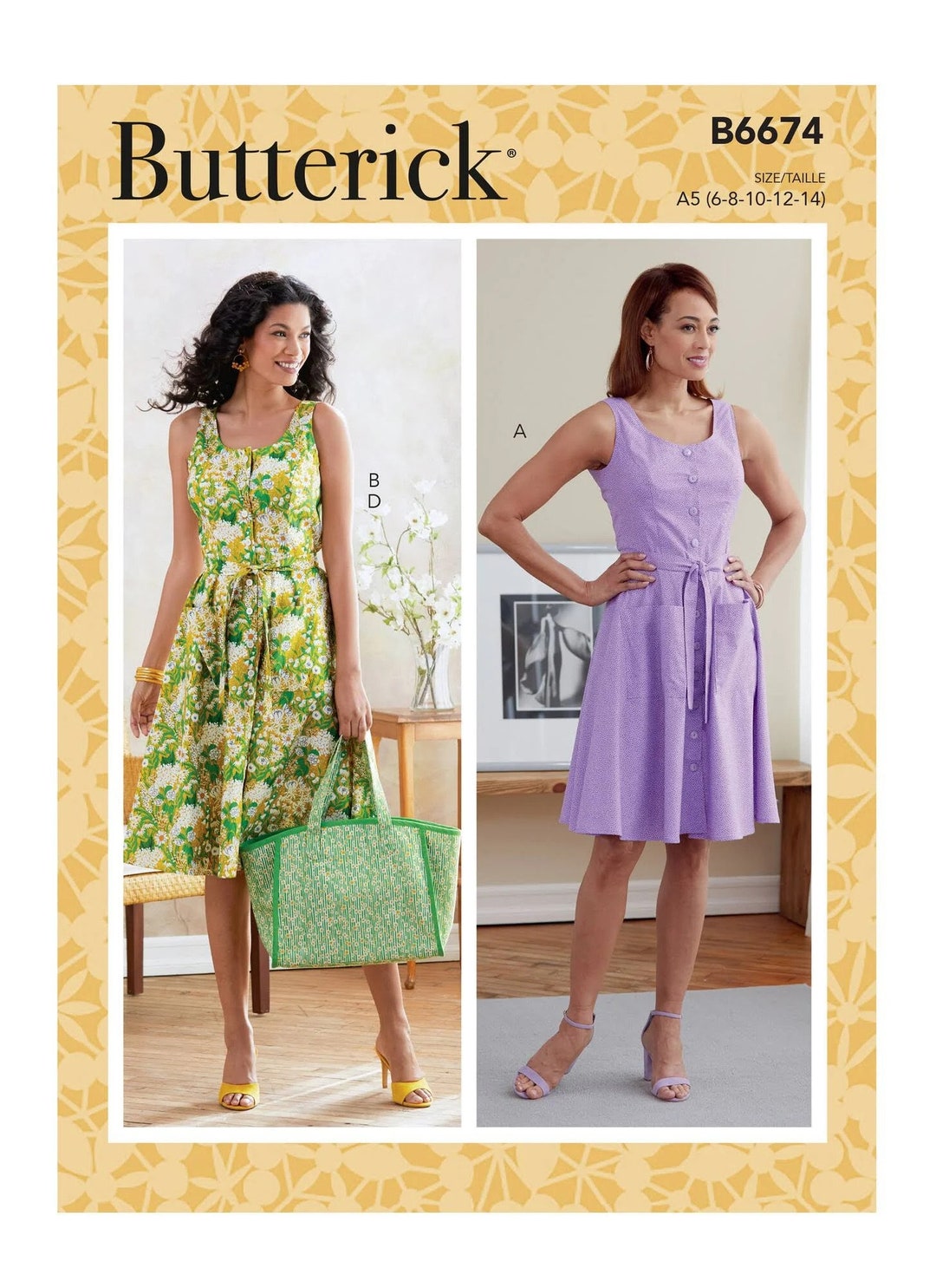 Uncut Butterick Sewing Pattern B6873 For Women's Plus Size Dress And...