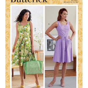 Misses&#39; DRESS, SASH and BAG, Sewing Pattern, Butterick B6674