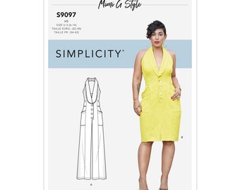Cute Misses'  HALTER DRESS &JUMPSUIT,  By Mimi G Style, Sewing Pattern, Simplicity S9097,  Size 6-14, 16-24