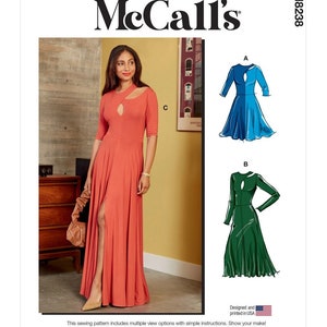 Misses&#39; DRESSES, keyhole cut-out, fit-and-flare,  Sewing Pattern, McCall&#39;s M8238, Size 6-14