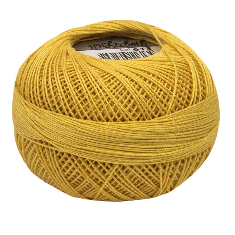 Lizbeth Tatting Thread, GOLDEN YELLOW MEDIUM, color 20-613, Size 20 image 2