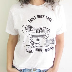 Vintage 70s 80s Table Rock Lake Funny Fisherman T Shirt M