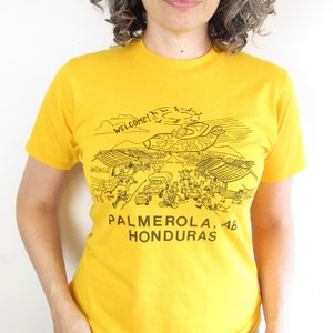 Vintage Palmerola Honduras T shirt 1980s Yellow Jerzees Palmerola Air Base Honduras Funny Cartoon Military Single Stitch T shirt XS